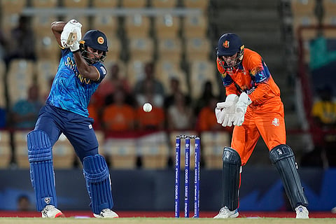 Kamindu Mendis bats against Netherlands 